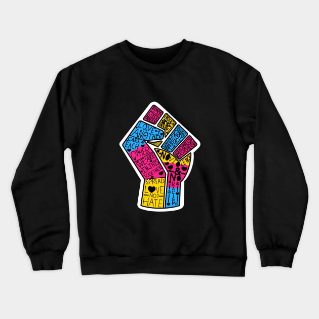 Pan Pride BLM Word Fist Crewneck Sweatshirt by Winspire Works